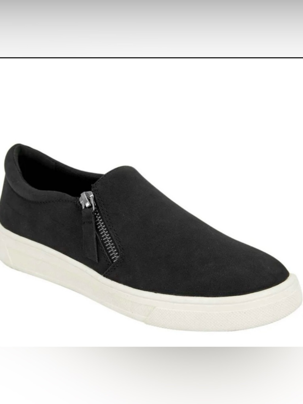 NWB Kensie Black Faux Suede Slip On Low Top Sneaker